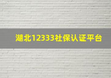 湖北12333社保认证平台