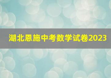 湖北恩施中考数学试卷2023