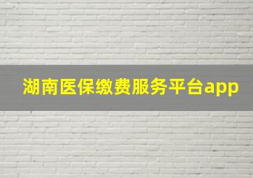 湖南医保缴费服务平台app