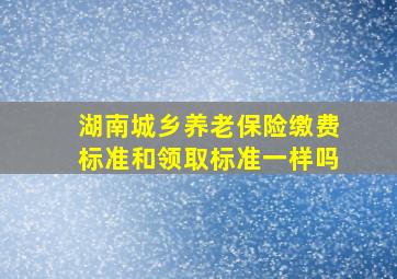 湖南城乡养老保险缴费标准和领取标准一样吗