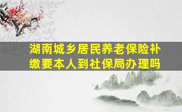 湖南城乡居民养老保险补缴要本人到社保局办理吗