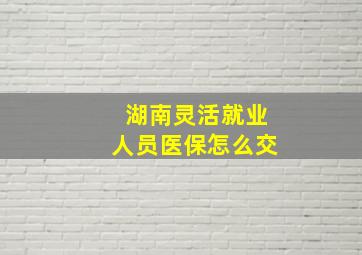 湖南灵活就业人员医保怎么交