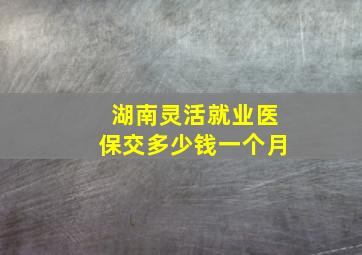 湖南灵活就业医保交多少钱一个月