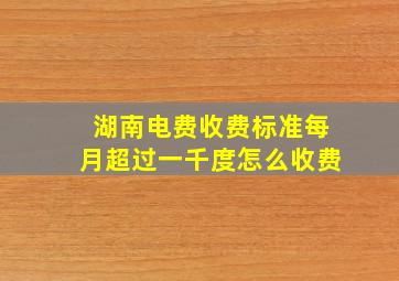 湖南电费收费标准每月超过一千度怎么收费