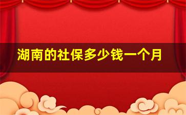 湖南的社保多少钱一个月