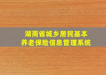 湖南省城乡居民基本养老保险信息管理系统