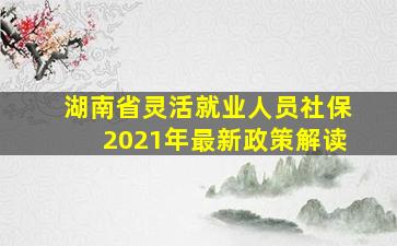 湖南省灵活就业人员社保2021年最新政策解读