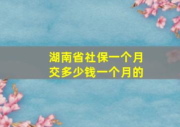 湖南省社保一个月交多少钱一个月的