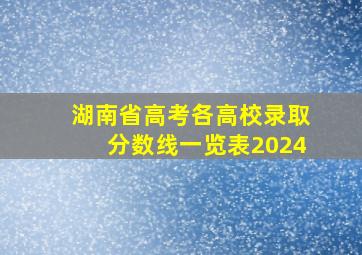 湖南省高考各高校录取分数线一览表2024