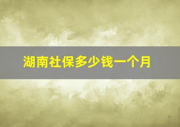 湖南社保多少钱一个月