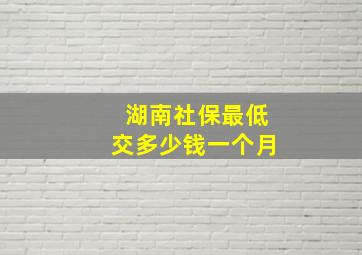 湖南社保最低交多少钱一个月