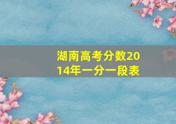 湖南高考分数2014年一分一段表