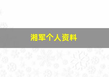 湘军个人资料