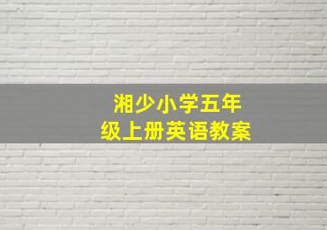 湘少小学五年级上册英语教案