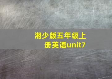 湘少版五年级上册英语unit7