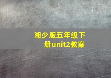 湘少版五年级下册unit2教案