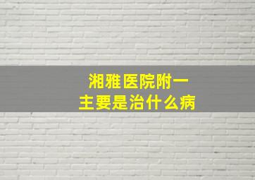 湘雅医院附一主要是治什么病