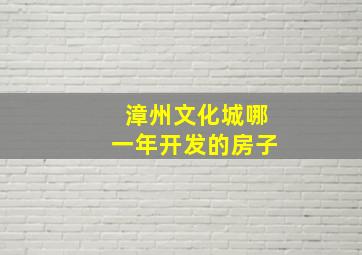 漳州文化城哪一年开发的房子