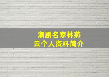 潮剧名家林燕云个人资料简介