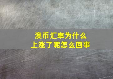 澳币汇率为什么上涨了呢怎么回事