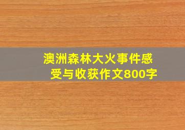 澳洲森林大火事件感受与收获作文800字