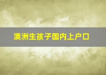 澳洲生孩子国内上户口