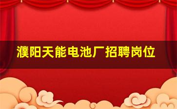 濮阳天能电池厂招聘岗位