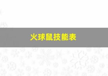 火球鼠技能表