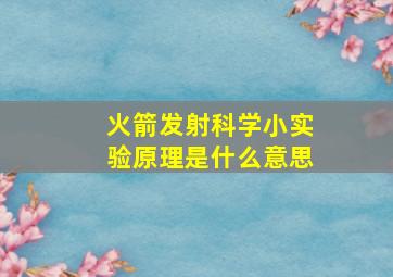 火箭发射科学小实验原理是什么意思