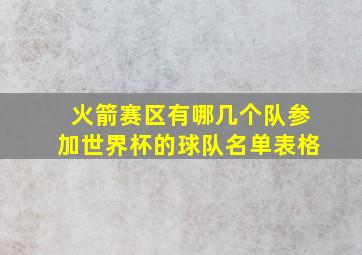 火箭赛区有哪几个队参加世界杯的球队名单表格