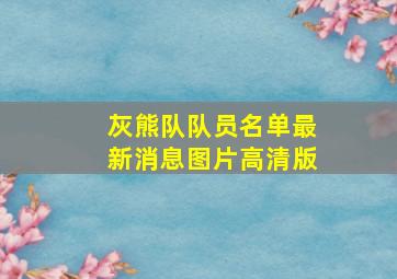 灰熊队队员名单最新消息图片高清版