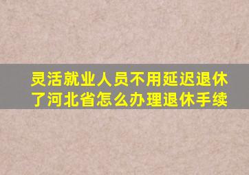 灵活就业人员不用延迟退休了河北省怎么办理退休手续