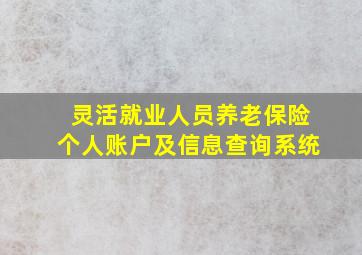 灵活就业人员养老保险个人账户及信息查询系统