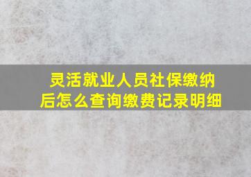 灵活就业人员社保缴纳后怎么查询缴费记录明细