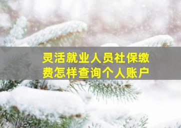 灵活就业人员社保缴费怎样查询个人账户