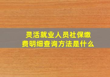 灵活就业人员社保缴费明细查询方法是什么