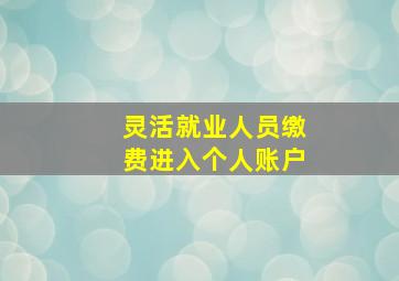 灵活就业人员缴费进入个人账户