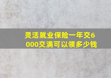 灵活就业保险一年交6000交满可以领多少钱