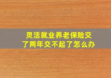 灵活就业养老保险交了两年交不起了怎么办