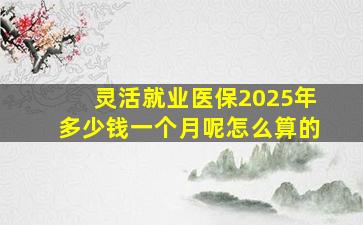 灵活就业医保2025年多少钱一个月呢怎么算的