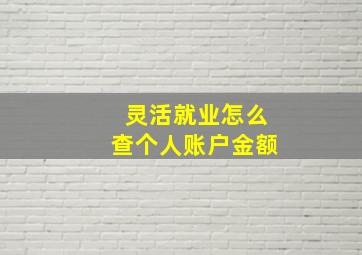 灵活就业怎么查个人账户金额