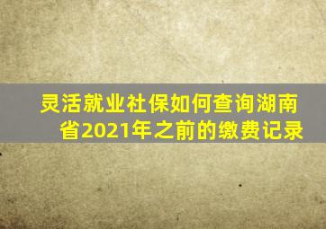 灵活就业社保如何查询湖南省2021年之前的缴费记录