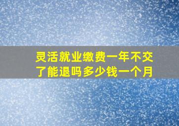 灵活就业缴费一年不交了能退吗多少钱一个月