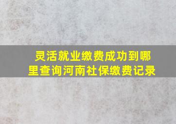 灵活就业缴费成功到哪里查询河南社保缴费记录