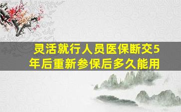 灵活就行人员医保断交5年后重新参保后多久能用