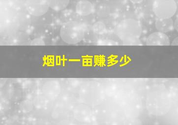 烟叶一亩赚多少