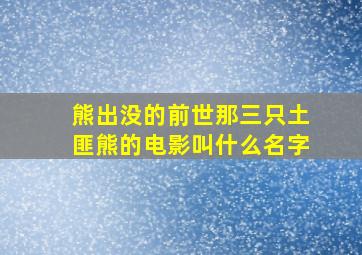 熊出没的前世那三只土匪熊的电影叫什么名字