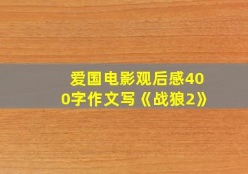 爱国电影观后感400字作文写《战狼2》