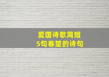 爱国诗歌简短5句春望的诗句