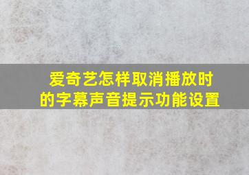 爱奇艺怎样取消播放时的字幕声音提示功能设置